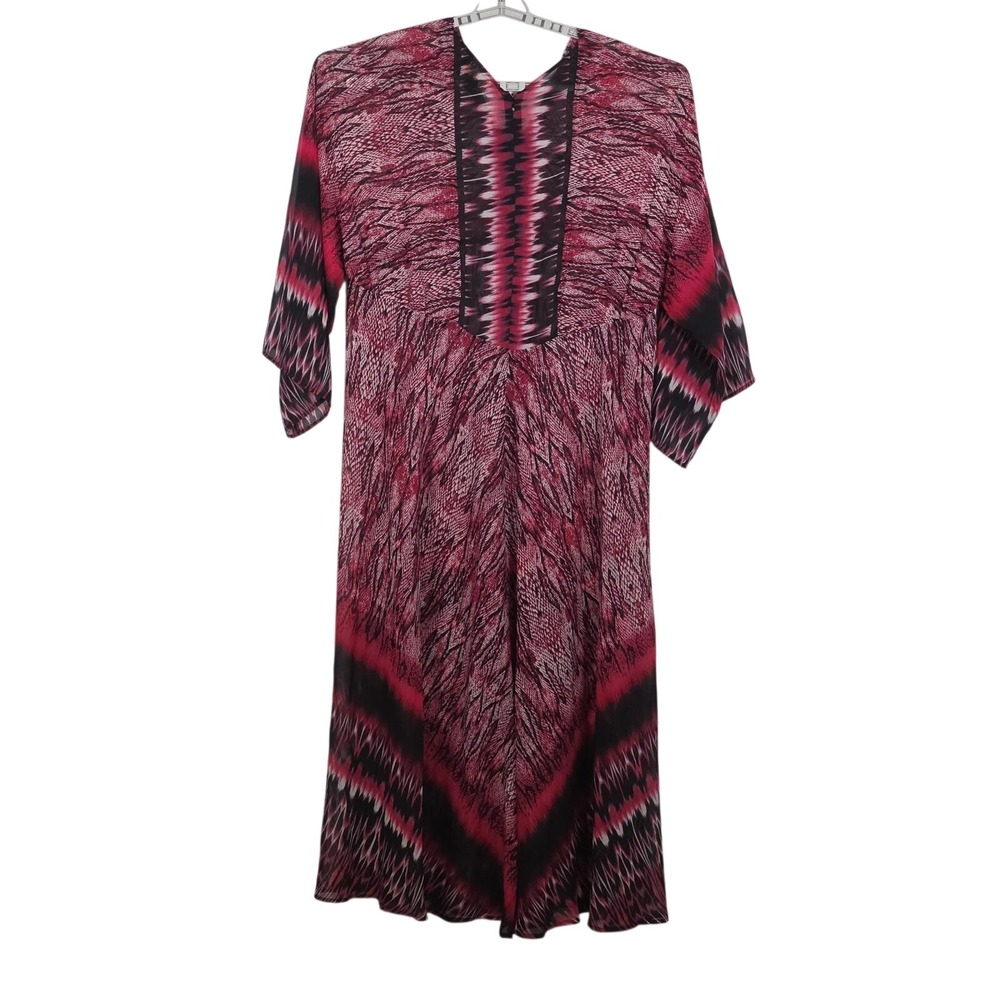 Marc Bouwer XL Red Sheer Kaftan Maxi Dress Vintage 90s Whimsigoth Babydoll